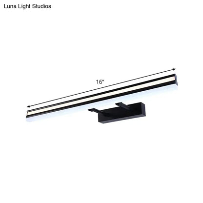 Modern black double arm rectangle vanity light with sleek 16-inch led wall sconce design for bathroom use