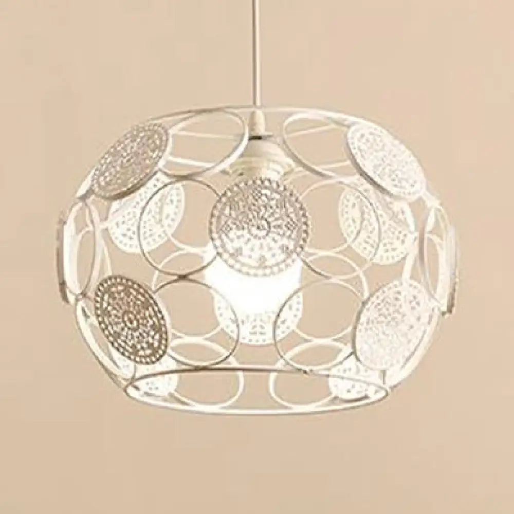 Modern Black/White Drum Pendant Ceiling Lamp - Single Metal Light for Living Room