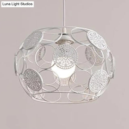 Modern Black/White Drum Pendant Ceiling Lamp - Single Metal Light for Living Room