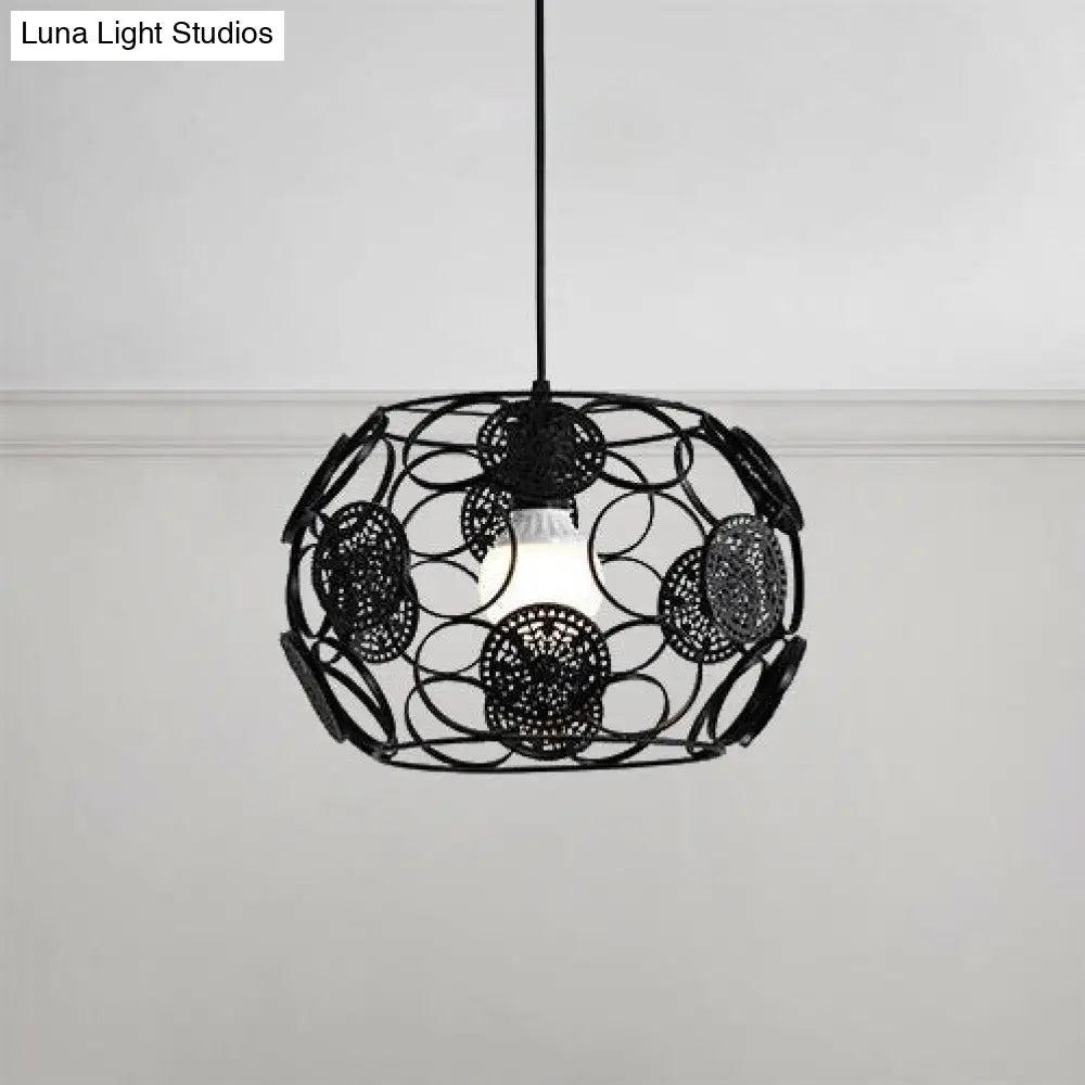 Modern Black/White Drum Pendant Ceiling Lamp - Single Metal Light for Living Room