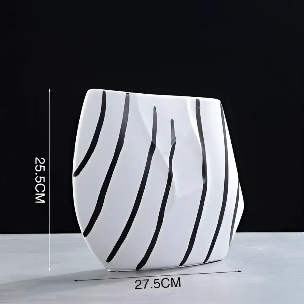 White ceramic vase with bold black vertical stripes elegant striped ceramic vase for modern living room decorbites decor