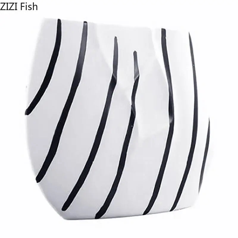 White ceramic striped ceramic vase with bold black vertical stripes elegant striped ceramic decorbites living room decor