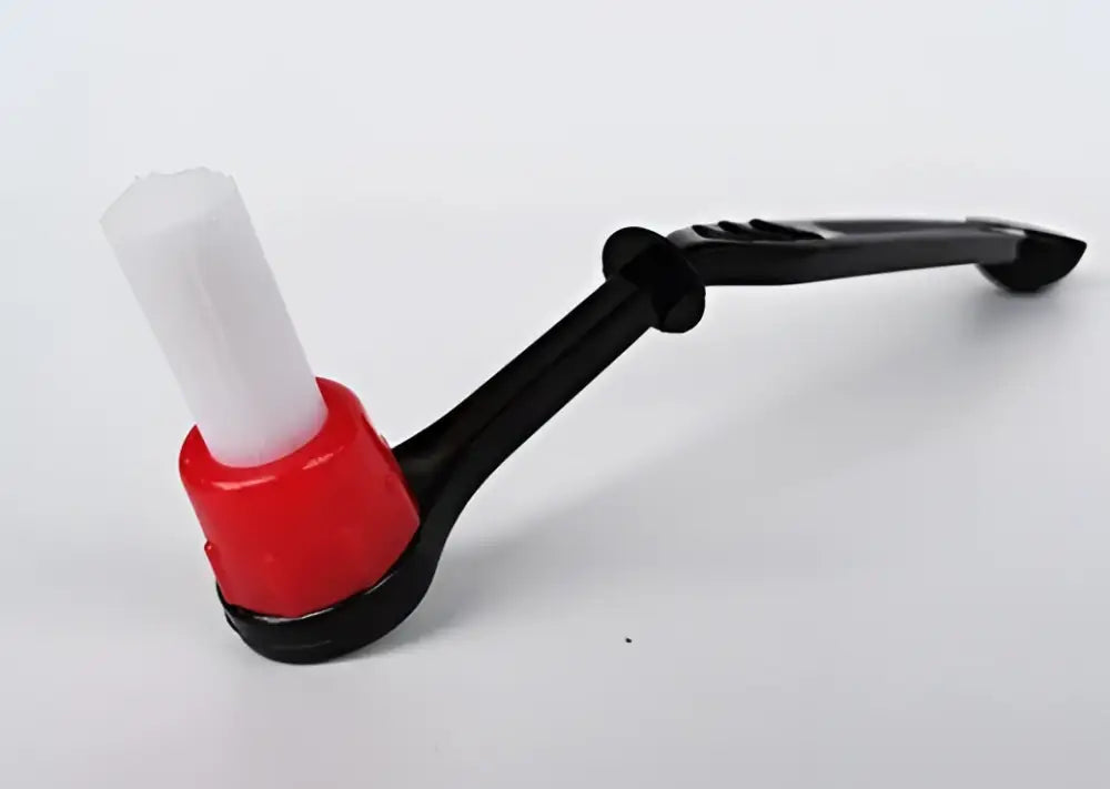 Black and red plastic espresso machine brush with white bristles for decorbites espresso machine cleaning tool