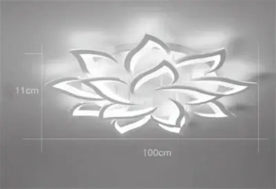 Modern black and white flower led chandelier with white lotus-shaped illuminated petals by decorbites led chandelier