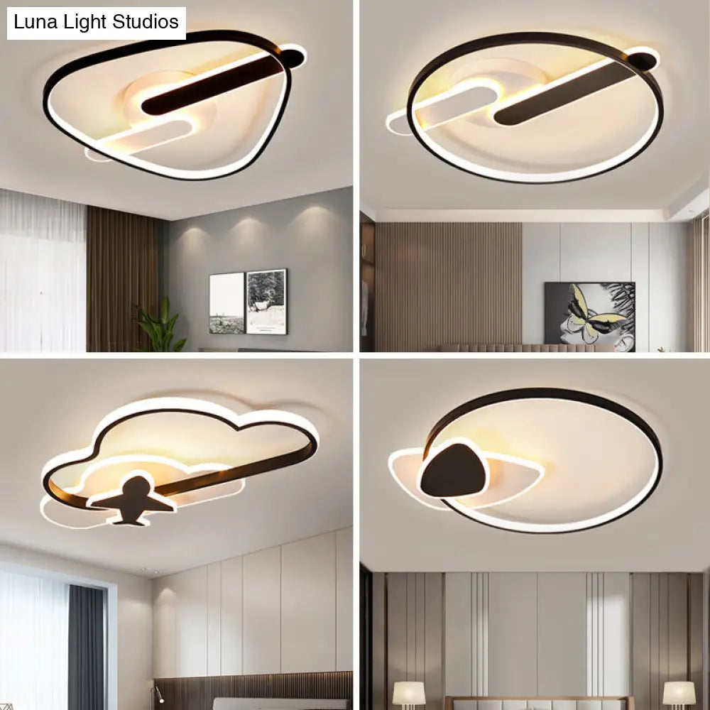 DecorBites™ DecorBites™ Modern Black-White Geometric LED Flush Ceiling Light for Bedroom