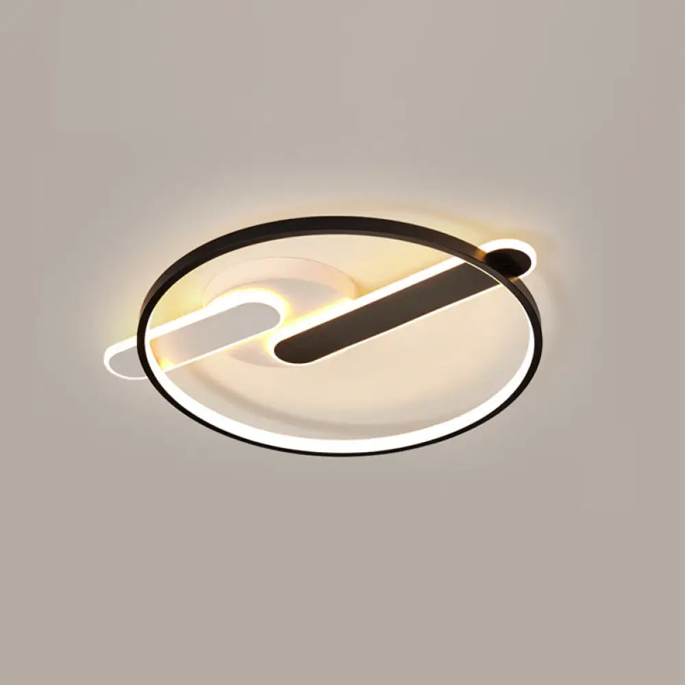 DecorBites™ DecorBites™ Modern Black-White Geometric LED Flush Ceiling Light for Bedroom