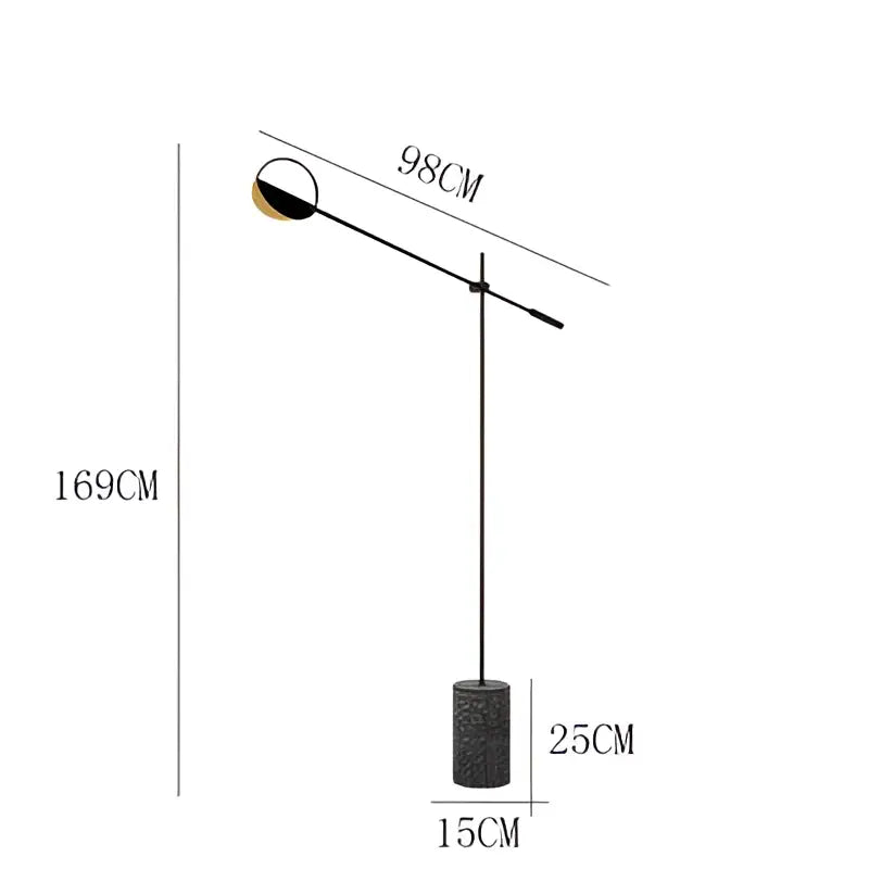 Modern black and gold floor lamp with a sleek cylindrical base and adjustable arm complements decorbites geometric line pendant lamp