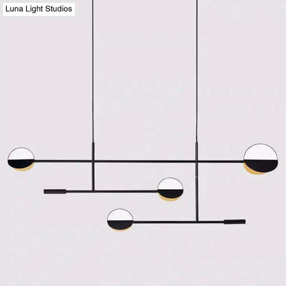 Decorbites contemporary black pendant light with metal disc island lighting featuring modern geometric design and gold accents