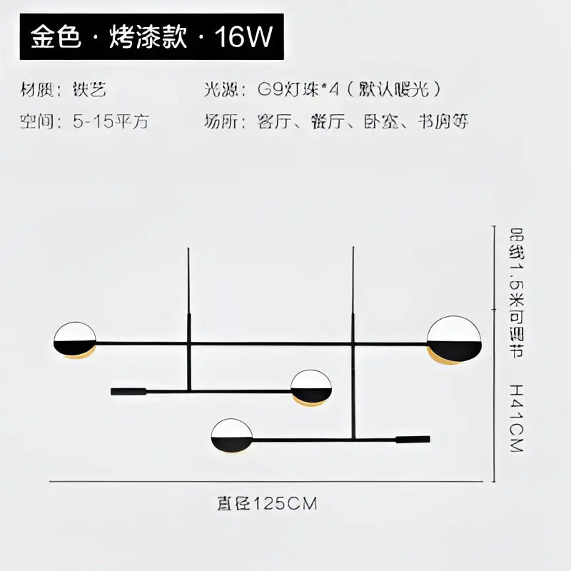 Golden lacquered iron pendant light with four g9 bulbs designed for 5-15 sqm rooms decorbites geometric iron