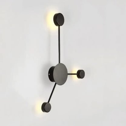 Modern black minimalist wall sconce with three circular fixtures in geometric pattern for living room wall light fixture