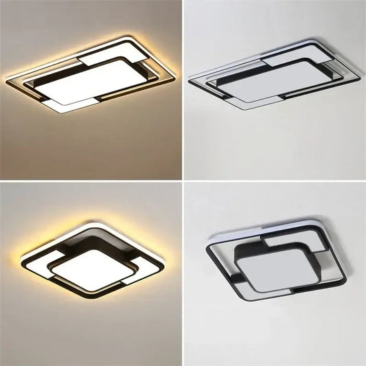 Modern black and white geometry led ceiling light with sleek rectangular frame for living room decorbites geometry led ceiling decor