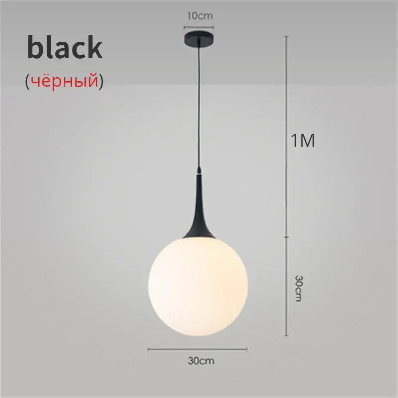 Modern black pendant lights with decorbites glass ball led featuring a matte black finish and frosted glass globe for living room decor