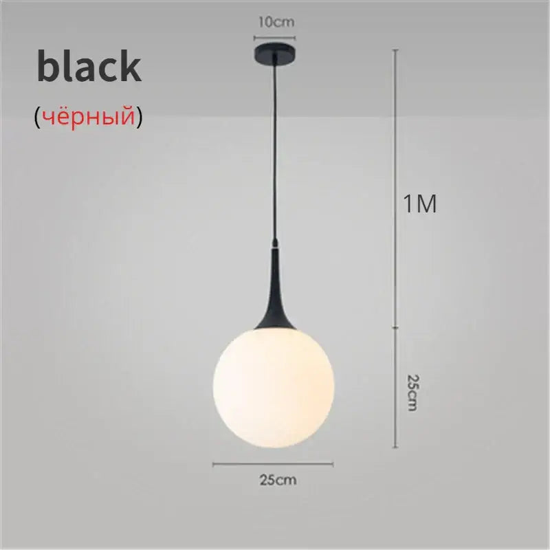 Modern black pendant lights with matte finish and minimalist decorbites glass ball led design for living room decor