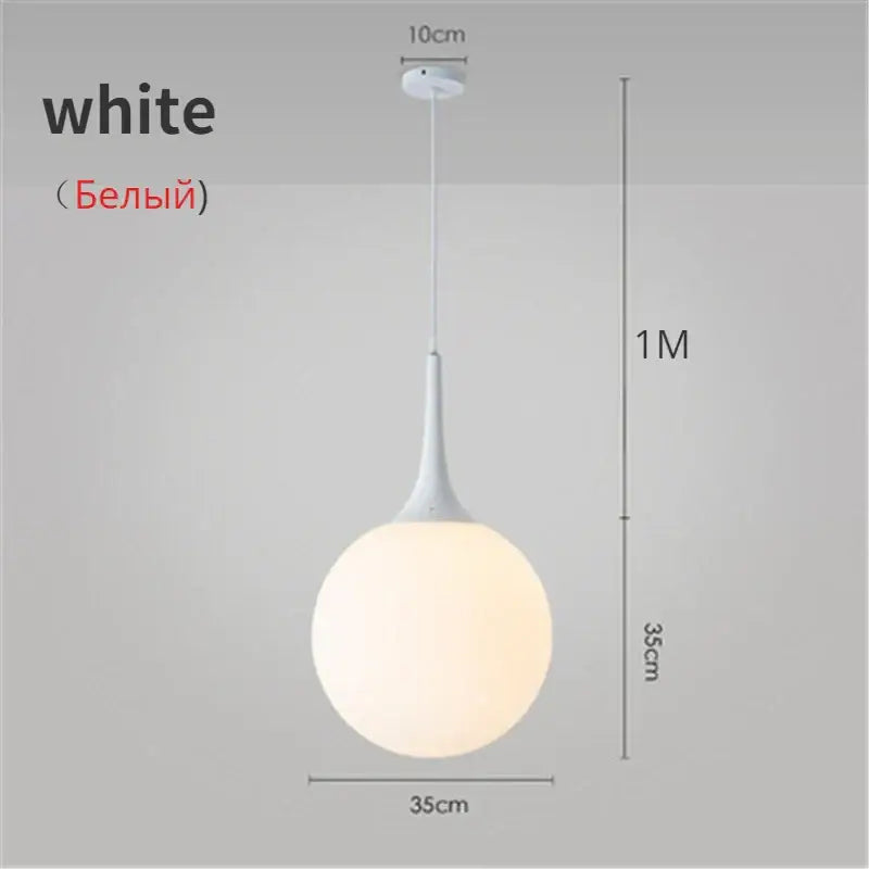 Modern black and white glass ball led pendant lights featuring a white frosted glass ball with sleek design for decorbites decor
