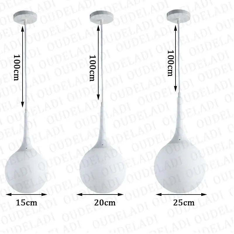 Modern black and white decorbites glass ball pendant lamp with white frosted glass and 100cm hanging length