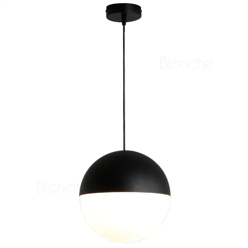 Modern black and white glass ball pendant light with matte finish ideal for kitchens decorbites glass ball pendant lights