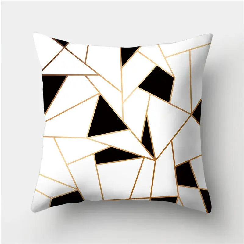 Modern black white and gold geometric stripes pillowcase with decorbites geometric stripes pattern for living room decor
