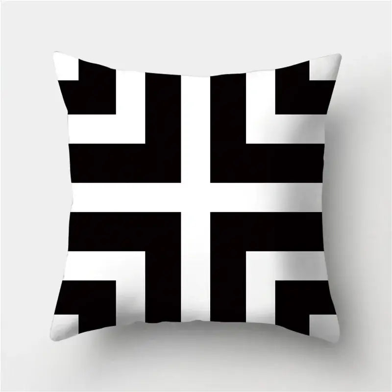 Modern black white and gold geometric stripes pillowcase featuring decorbites geometric stripes pattern for living room decor