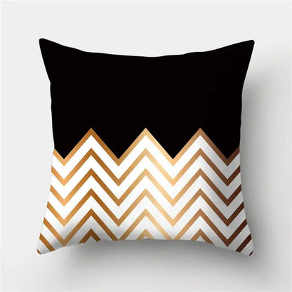 Modern black white and gold geometric stripes pillowcase with decorbites geometric stripes pattern for living room decor