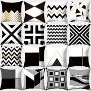 A collection of modern black white and gold geometric stripes pillowcase throw covers for living room decorbites geometric