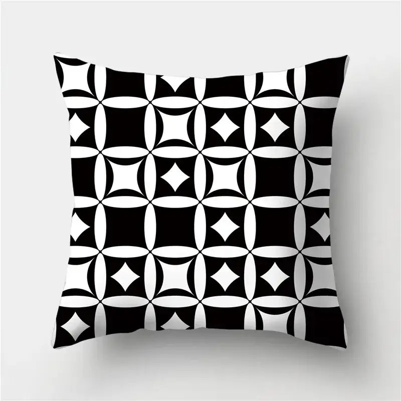 Modern black white and gold geometric stripes pillowcase featuring decorbites geometric stripes for stylish living room decor