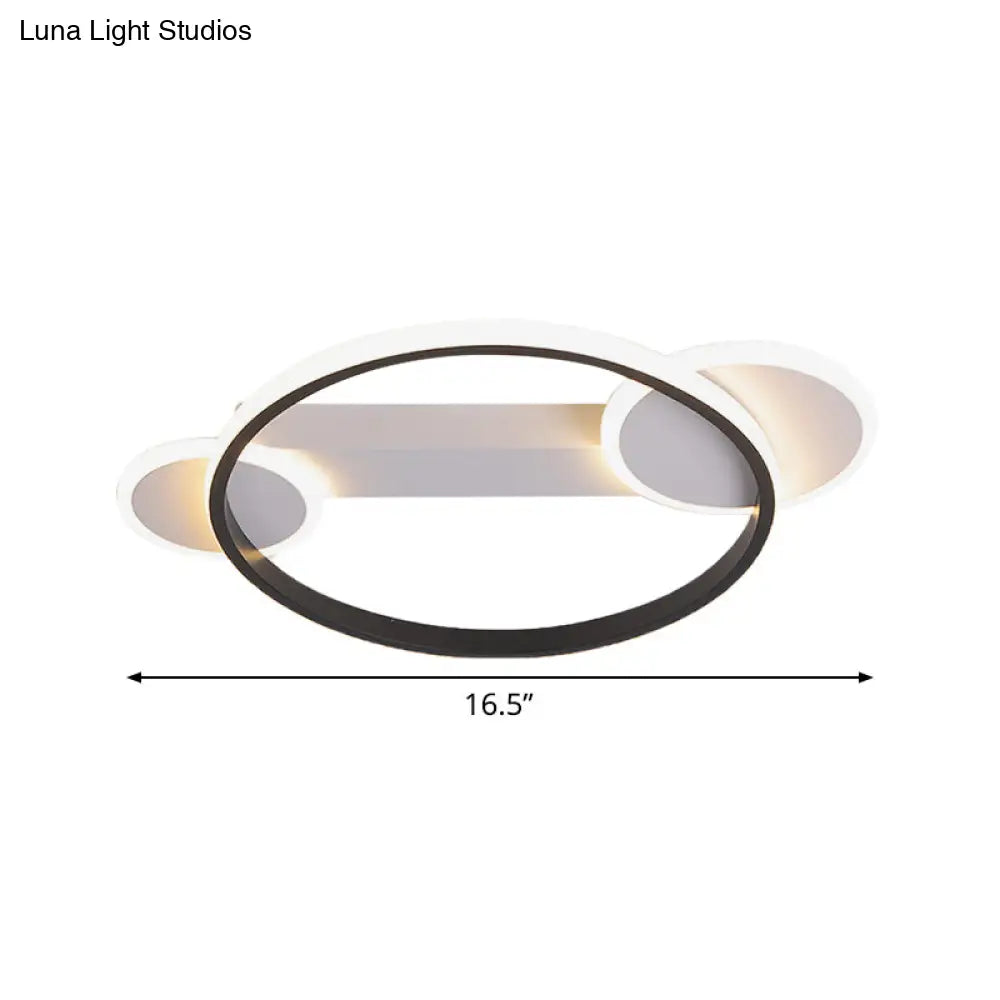 Lámpara de techo DecorBites™ Moderna de gel de sílice en forma de aro blanco y negro - 16.5"/20.5" de diámetro, montaje empotrado LED con luz cálida/blanca