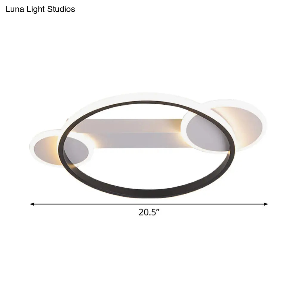 Lámpara de techo DecorBites™ Moderna de gel de sílice en forma de aro blanco y negro - 16.5"/20.5" de diámetro, montaje empotrado LED con luz cálida/blanca