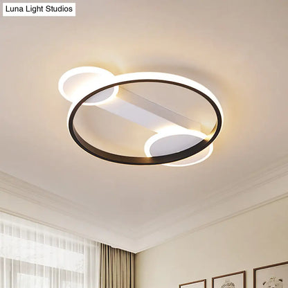 Lámpara de techo DecorBites™ Moderna de gel de sílice en forma de aro blanco y negro - 16.5"/20.5" de diámetro, montaje empotrado LED con luz cálida/blanca