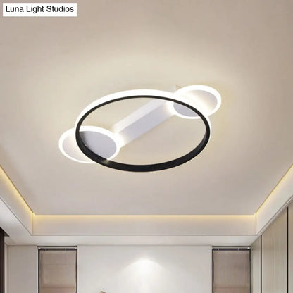 Lámpara de techo DecorBites™ Moderna de gel de sílice en forma de aro blanco y negro - 16.5"/20.5" de diámetro, montaje empotrado LED con luz cálida/blanca