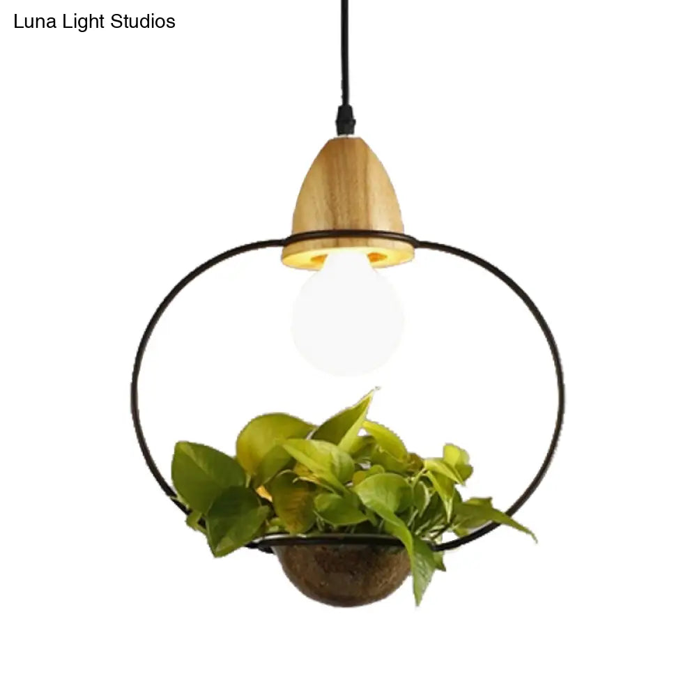 Modern Black/White Industrial Metal LED Pendant Light for Restaurant - Oval/Rectangle/Urn Design