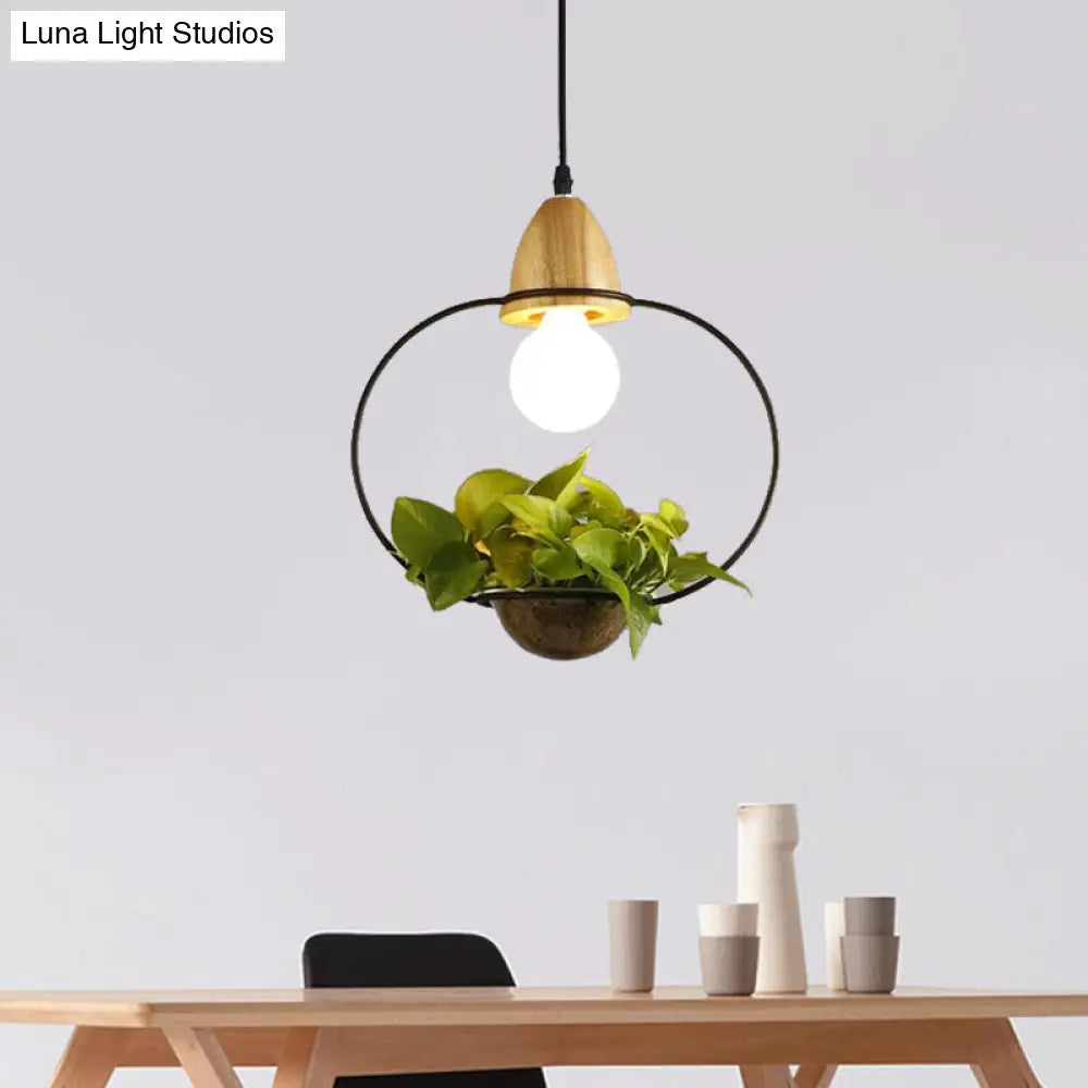 Modern Black/White Industrial Metal LED Pendant Light for Restaurant - Oval/Rectangle/Urn Design