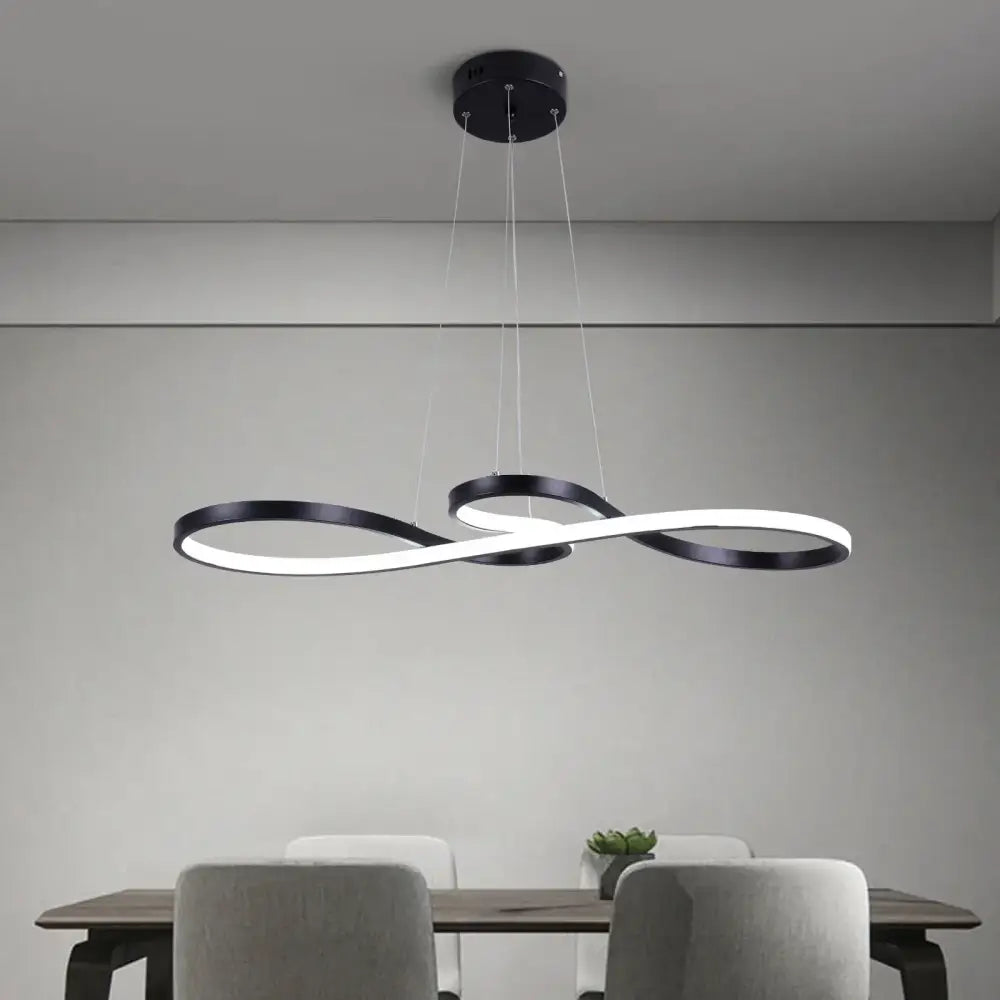 Modern black infinity acrylic chandelier led pendant light with sleek design for dining room chandelier led ceiling use