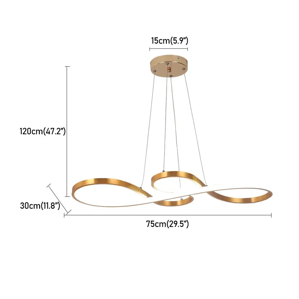 Gold-finished modern infinity loop acrylic chandelier led ceiling light with sleek minimalist design for dining room