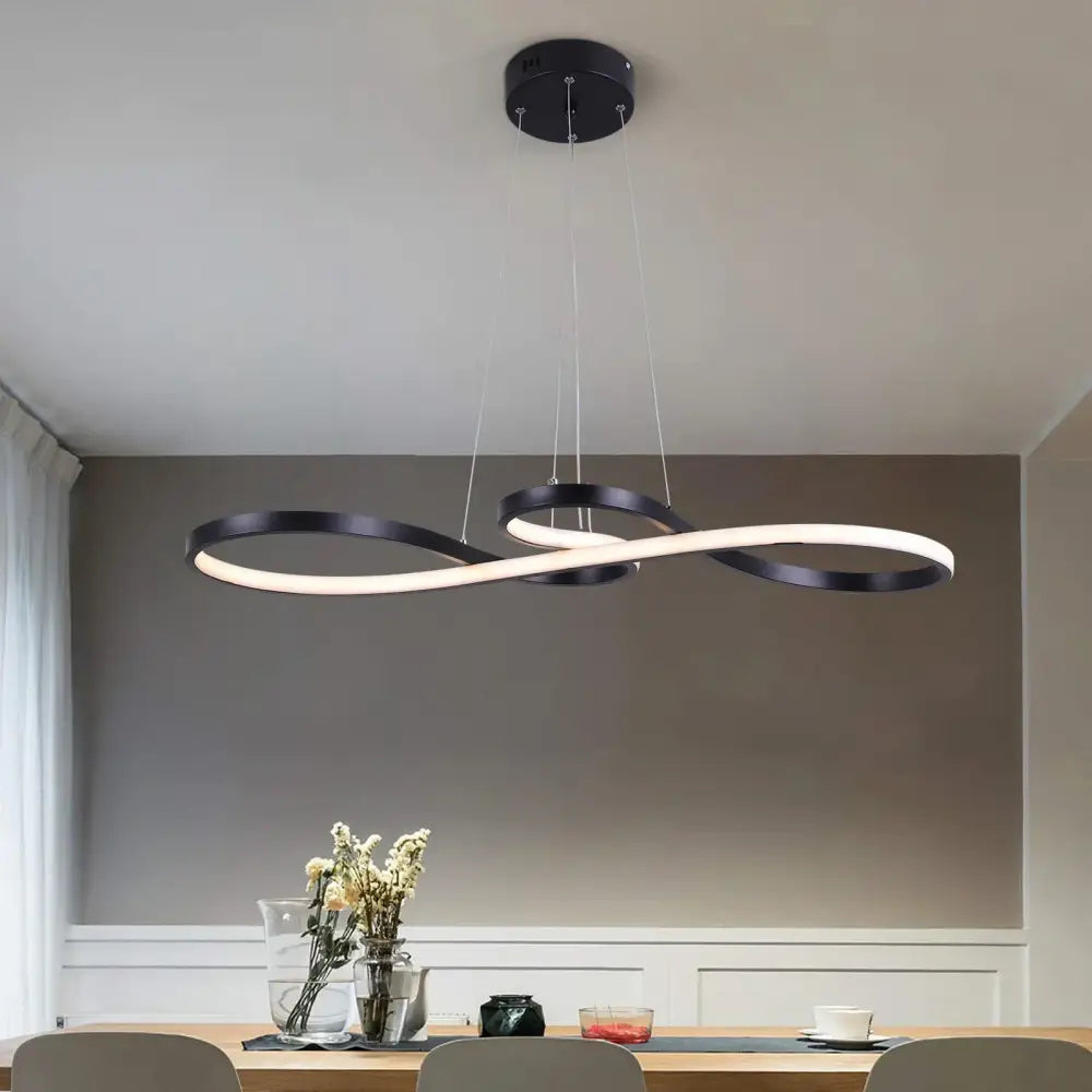 Modern black and white infinity acrylic chandelier led with sleek design and illuminated inner ring for dining room light
