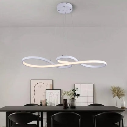 Modern black and white acrylic chandelier led ceiling light with infinity shape and minimalist design for dining room