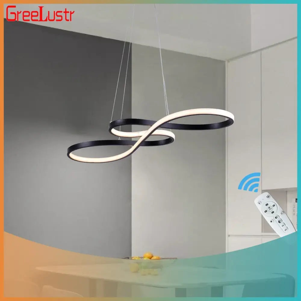 Modern black and white infinity acrylic chandelier led pendant light with sleek design for dining room chandelier led ceiling use