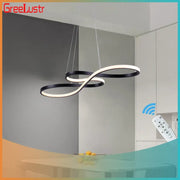 Modern black and white infinity acrylic chandelier led pendant light with sleek design for dining room chandelier led ceiling use