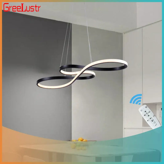 Modern black and white infinity acrylic chandelier led pendant light with sleek design for dining room chandelier led ceiling use