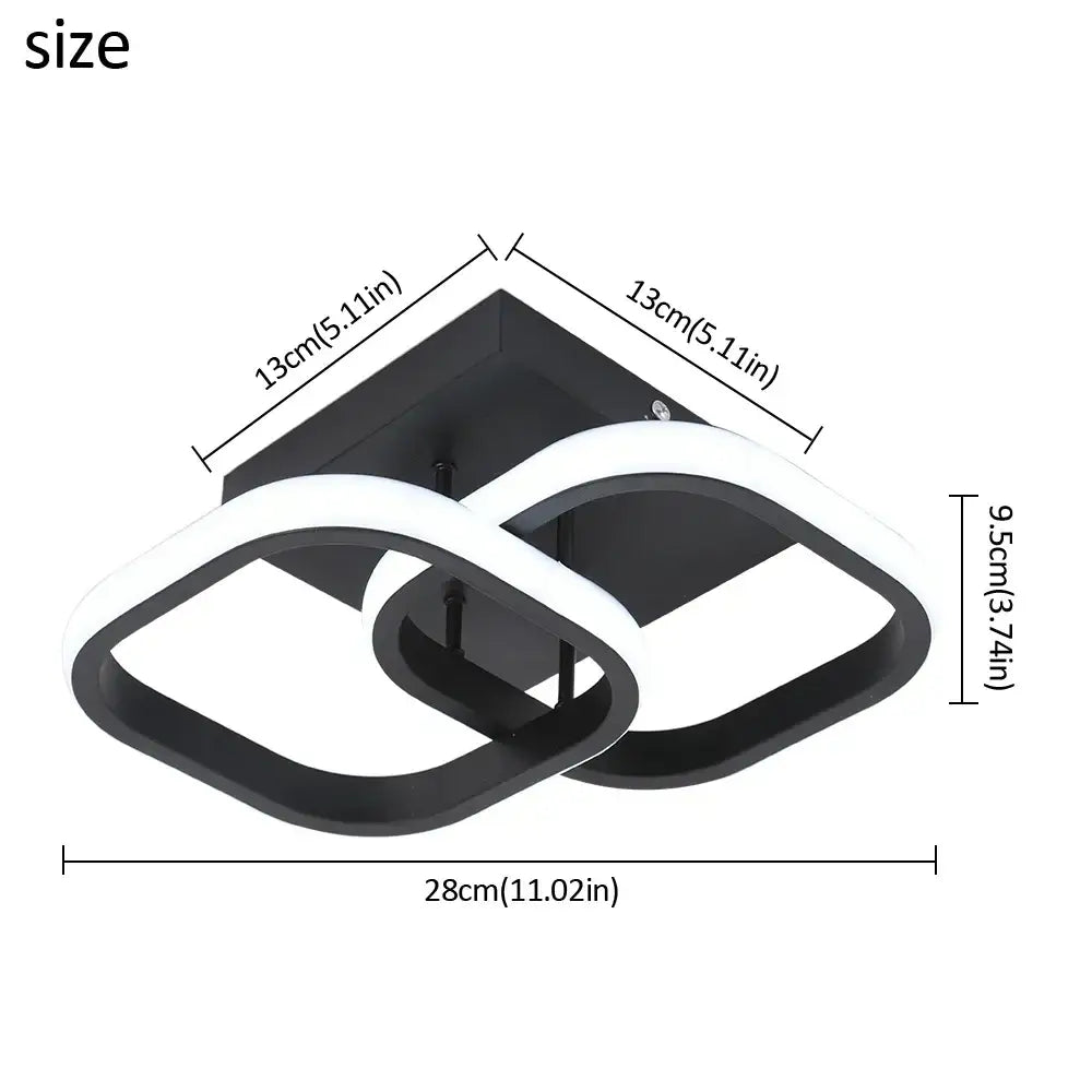 Modern black and white acrylic chandelier led with geometric interlocking ring design for dining room ceiling lighting