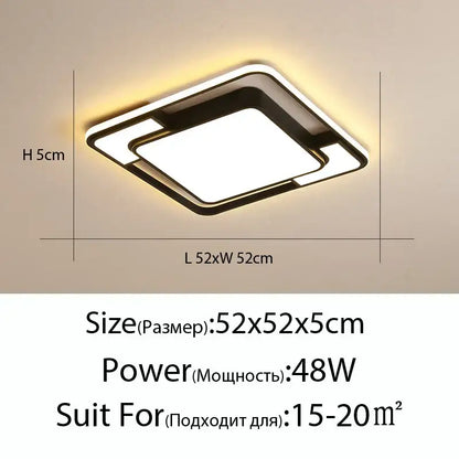 Modern black and white iron body rectangular chandelier with sleek frame and glowing led panel for living room decorbites iron body