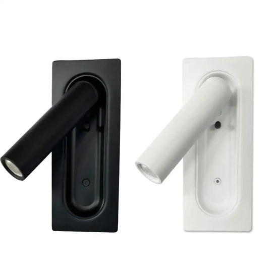 Modern black and white LED bedside wall lamp with adjustable cylindrical heads for focused illumination decorbites led bedside