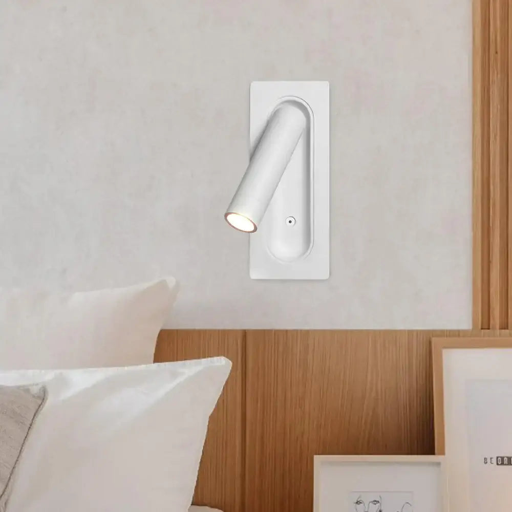 White minimalist wall lamp with sleek adjustable arm and metallic finish for decorbites led bedside reading light use