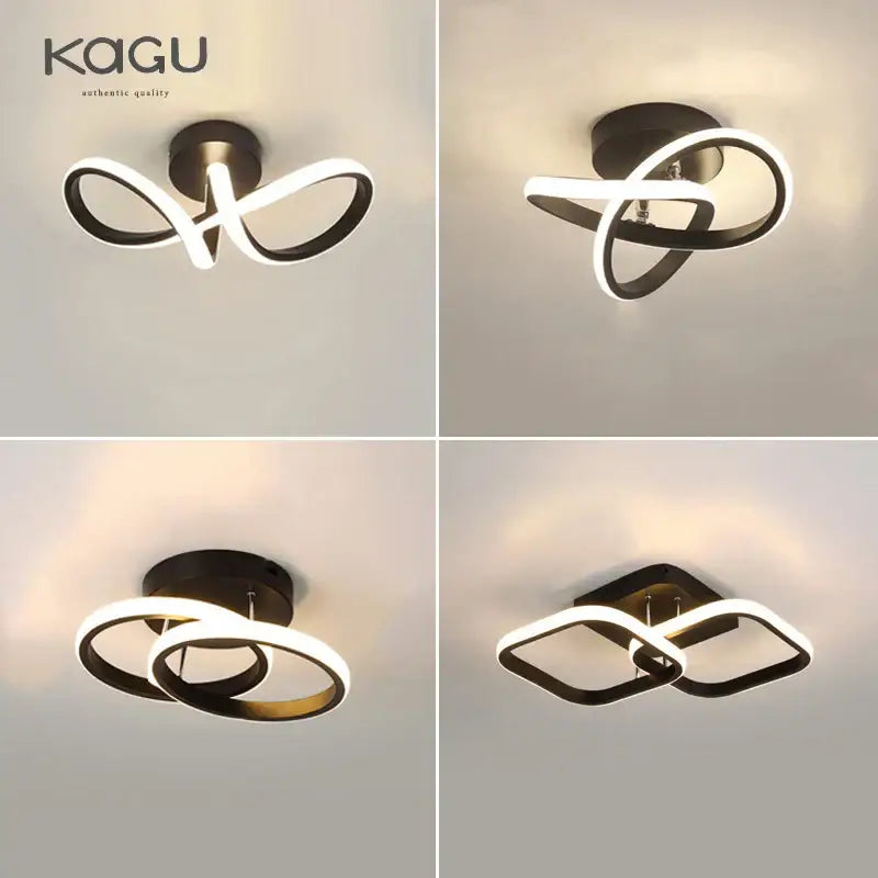 Modern black and white led ceiling lamp with sleek intertwined ring design for living room decorbites led ceiling