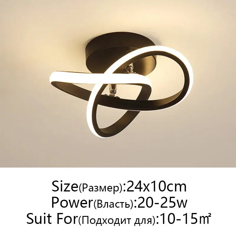Modern black and white decorbites led ceiling lamp with sleek intertwined ring design for living room decor
