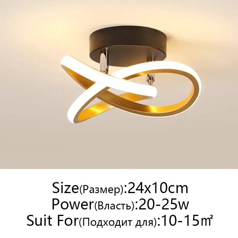 Modern black and white led ceiling lamp with sleek white and gold infinity loop design by decorbites led ceiling product