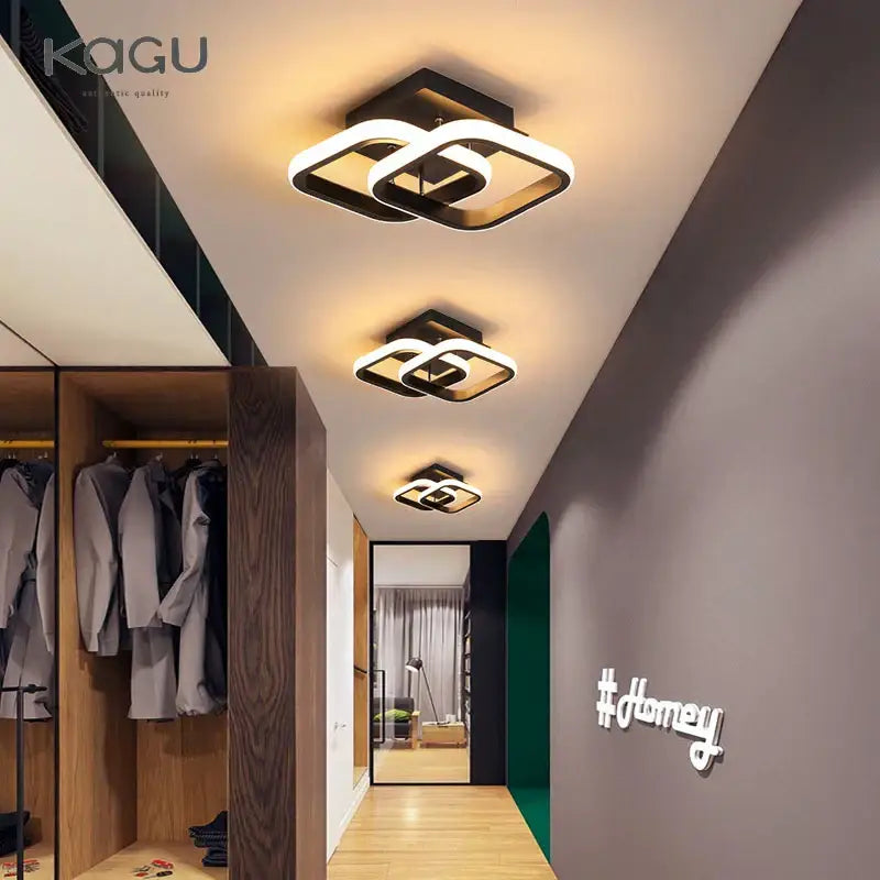 Modern black and white led ceiling lamp with geometric interlocking square design for living room decorbites led ceiling