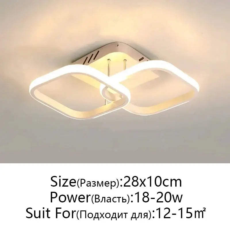 Modern black and white decorbites led ceiling lamp with sleek geometric interlocking square frames for living room decor
