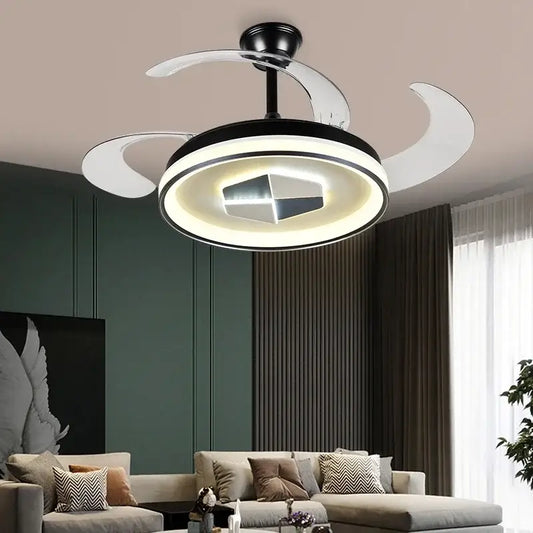 Modern black and white led chandelier ceiling fan with integrated lighting for living room ceiling fan use