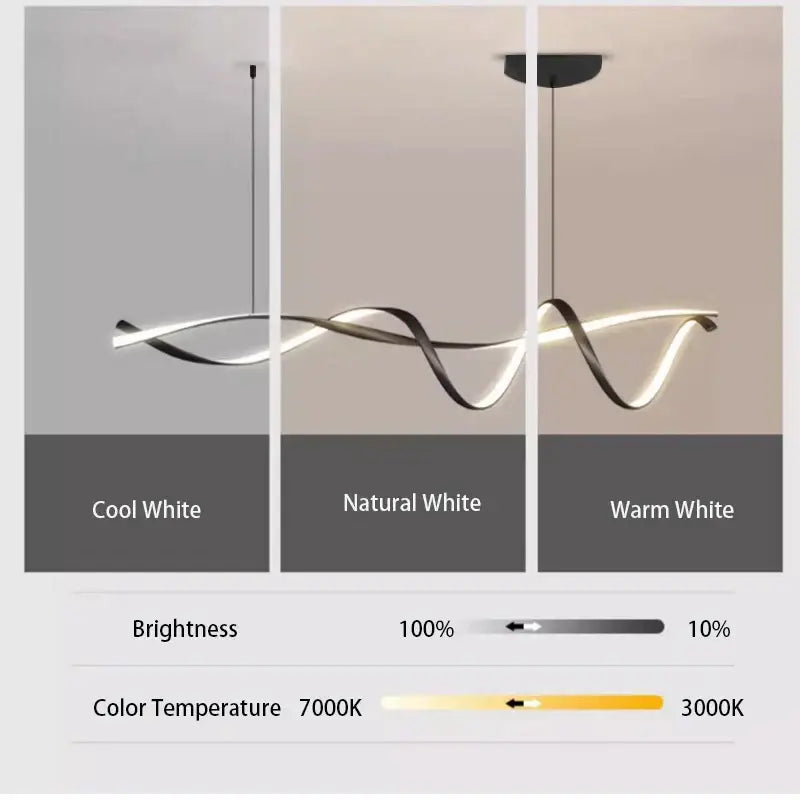 Modern black and white led chandelier featuring a sleek twisted brushed metallic design for dining room decorbites black modern lighting