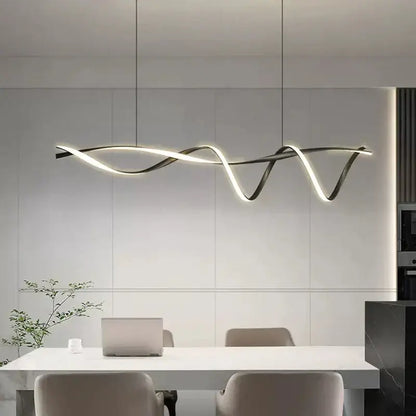 Modern black and white led chandelier with sleek intertwined black modern led strips for dining room pendant light decorbites black modern